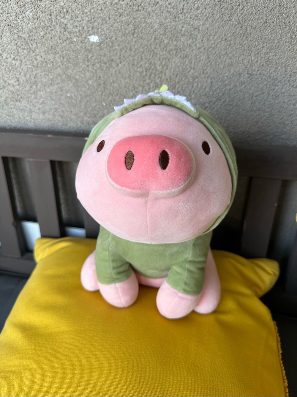 Pink and Green Plush Pig Stuffed Animal Toy